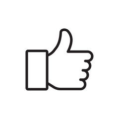 thumbs up icon Flat art in black and white isolated