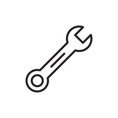 Wrench icon Flat art in black and white isolated