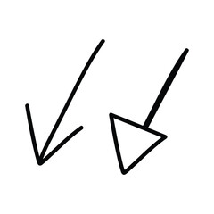 arrow mark pointing down isolated, hand drawn arrow icon