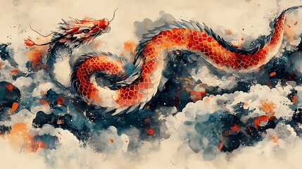  Majestic Dragon Painted in Vivid Colors.