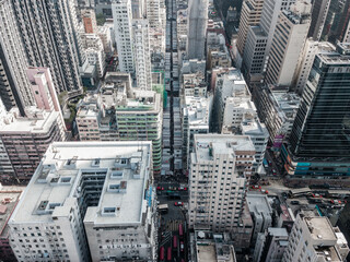 Fototapeta premium Aerial View, TopDown Photo of Kowloon City