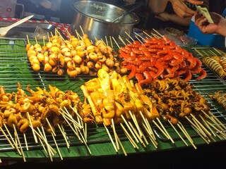 Asian market seafood skewers