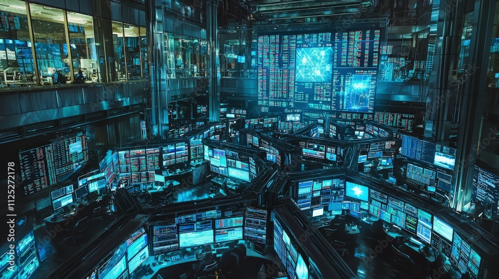 Leinwandbilder energy stock market trading event inside a trading floor with high-tech displays and data streams fo