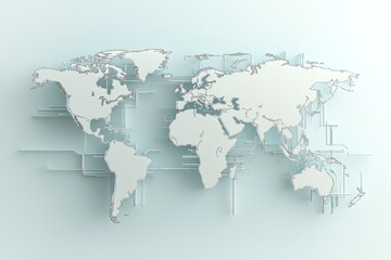 Fototapeta premium Modern world map design with digital connections illustrating global communication trends and technological advancement