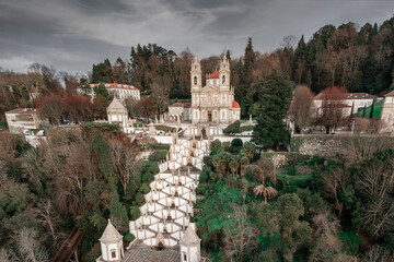 Aerial View, TopDown Photo of Bom Jesus Braga church Mountain