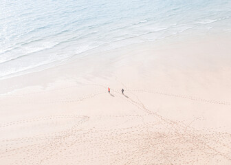 Aerial View, TopDown Photo of Peaceful White Sand beach