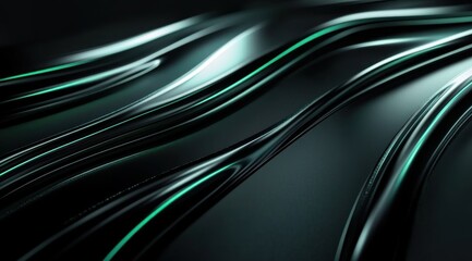 abstract background with green glowing lines on a black surface