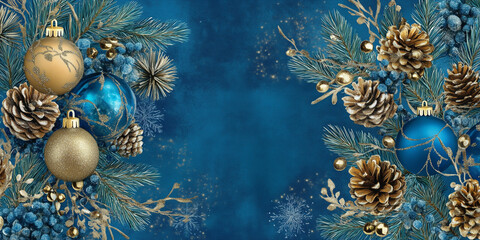 This ornate display features pine cones, golden ornaments, and lush greenery, creating a luxurious Christmas atmosphere, perfect for festive occasions.