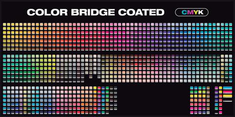 Color Chart. Color Bridge Coated CMYK. Pantone. Color palette of the Fashion, Home and Interiors colors for test prints.