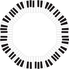 Naklejka premium vector round frame of piano keyboard. modern music illustration. classic music. template for piano concert