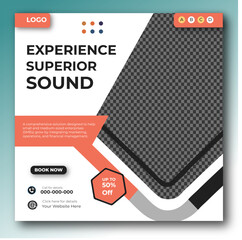 Headphone digital product social media post banner template design