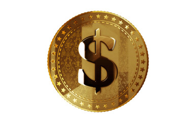Dollar USD USA currency golden coin 3d illustration
