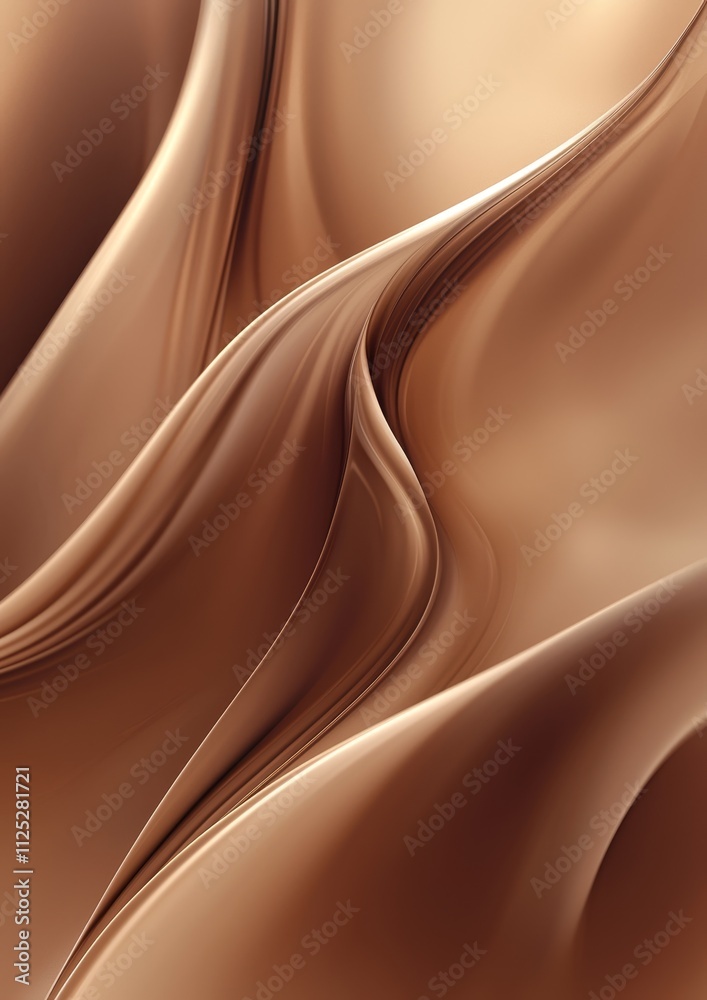 Poster mocha mousse color 2025,smooth flowing textures create a warm and inviting atmosphere in a minimalis