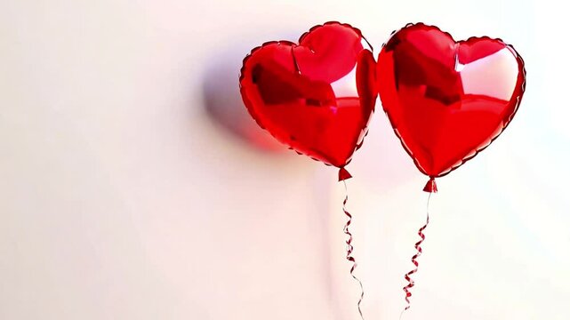 Heart balloon Valentine's Day. Red Floating, flying up Valentine&rsquo;s Day festive balloons animation. Pink, white colored heart shaped balloons with signs. Abstract romantic greeting background. 4k