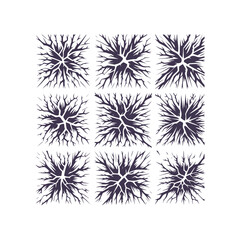 Cracked Ground Silhouette Set Isolated Vector Illustration