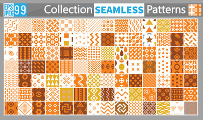 Collection of vector seamless geometric ornament patterns in difrent styles. Monochrome repeatable backgrounds. Endless black and white prints, textile textures