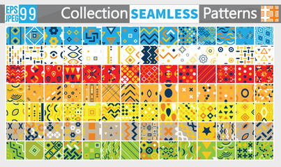 Collection of vector seamless geometric ornament patterns in difrent styles. Monochrome repeatable backgrounds. Endless black and white prints, textile textures