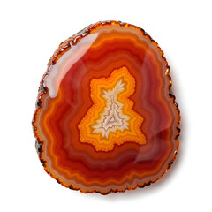 Stunning orange and red agate slice capturing nature s intricacies, photograph of nature concept.