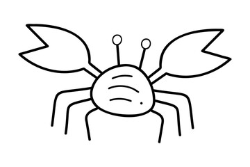A cute crayfish in white and black. Doodle clip art for your projects.