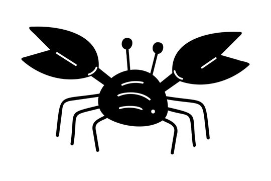 black crab silhouette on white background clip art preview