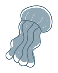 One jellyfish color. Doodle clip art for your projects.