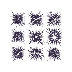 Cracked Ground Silhouette Set Isolated Vector Illustration