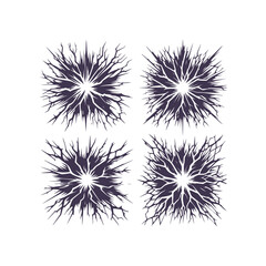 Cracked Ground Silhouette Set Isolated Vector Illustration