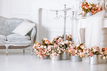 Decorative winter flowers arranged elegantly in a cozy room setting