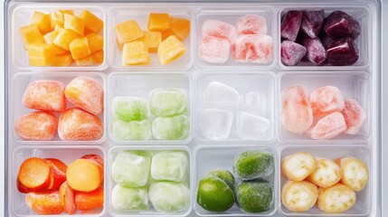 Assorted Frozen Dog Treats in Freezer Drawer