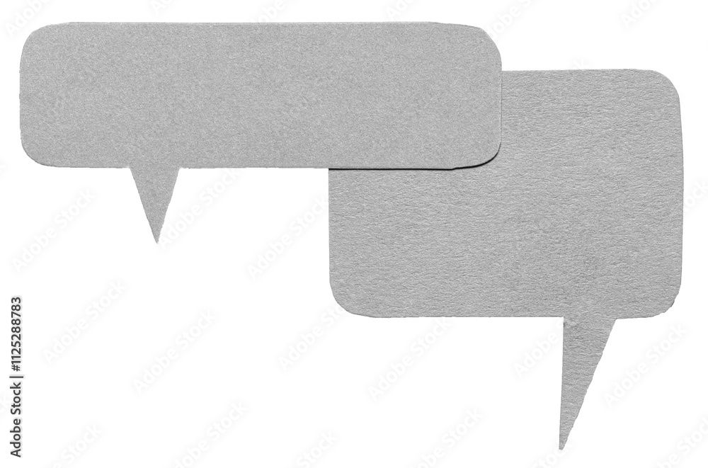 Fototapete grey gray blank cut out cardboard paper speech bubbles with rough edges and copy space for text on t
