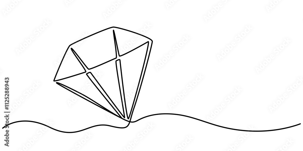 Poster continuous line drawing of diamond icon. hand drawn symbol vector illustration, continuous one line 