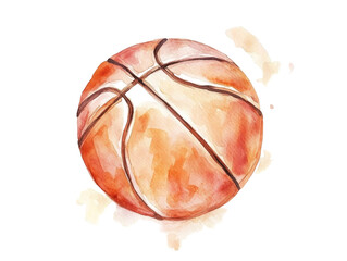 Fototapeta premium Watercolor Basketball Illustration on transparent background