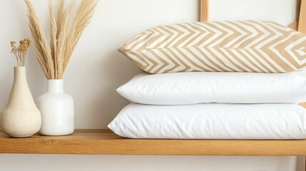 Minimalist Shelf with Geometric Pillow and Decor