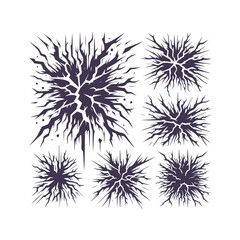 Fototapeta premium Cracked Ground Silhouette Set Isolated Vector Illustration