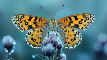 Obraz premium A butterfly sitting on top of a purple flower