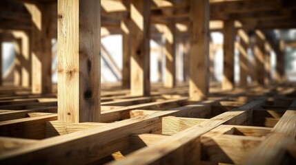 Obraz premium A photo of a detailed shot of floor joists
