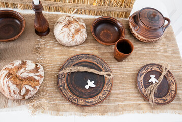 Celebration of Christmas and New Year with traditional decorations and treats