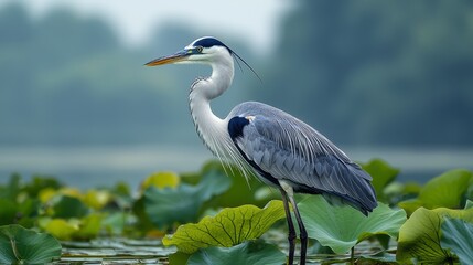 A large bird standing on top of a lush green field