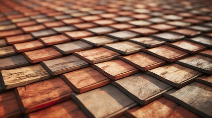 Fototapeta premium A photo of a detailed shot of roof tiles