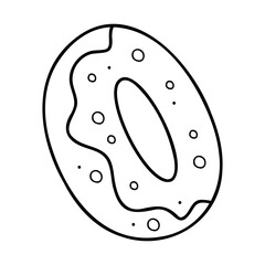 Inflatable ring in white and black in the shape of a donut. Doodle clip art for your projects.