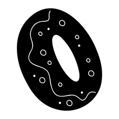 Inflatable ring black and white in the shape of a donut. Doodle clip art for your projects.