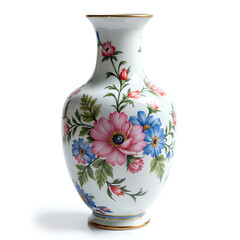 Beautifully decorated floral vase with vibrant colors and intricate designs, photography of still life concept.