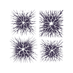 Cracked Ground Silhouette Set Isolated Vector Illustration