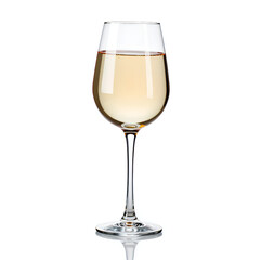 Elegant glass of white wine capturing light and reflections, photography of still life concept.