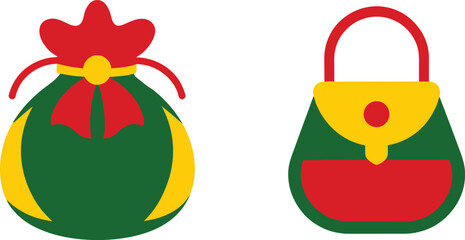 Christmas gift bag icon set