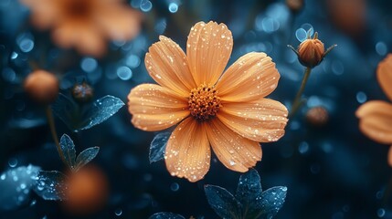 Fototapeta premium A close up of a flower with water droplets on it