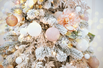 Decorative Christmas tree with elegant ornaments and lights