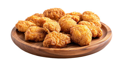 Crispy Fried Chicken on Wooden Plate
