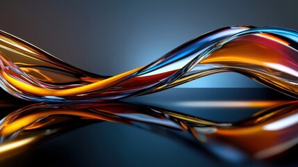 A colorful, curvy line that appears to be a reflection of itself