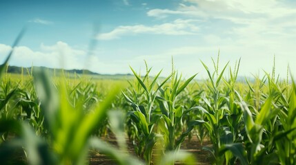 Obraz premium A photo of a farm field with organic non-GMO corn